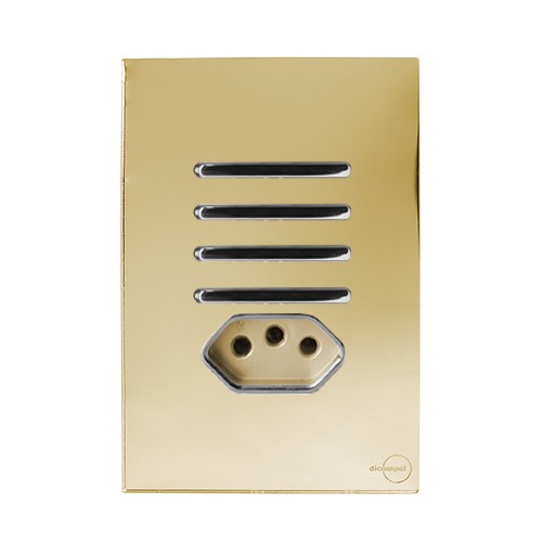 CJ INTERRUPTOR QUADRUPLO PARALELO +TOMADA 10A(ESPECIAL)4X2 - NOVARA GLASS DOURADO/CROMADO