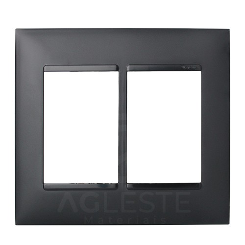 PLACA P/ 6 MODULOS COM SUPORTE  4X4 -  PIAL PLUS + PRETO