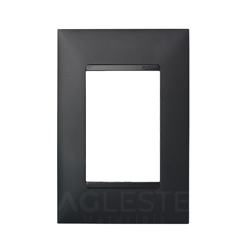 PLACA P/ 3  MODULOS COM SUPORTE 4X2 -  PIAL PLUS + PRETO