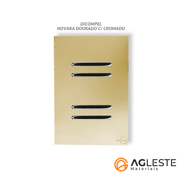 CJ INTERRUPTOR  QUADRUPLO 2SIMPLES + 2 PARALELO (ESPECIAL) 4X2 - NOVARA GLASS DOURADO CROMADO