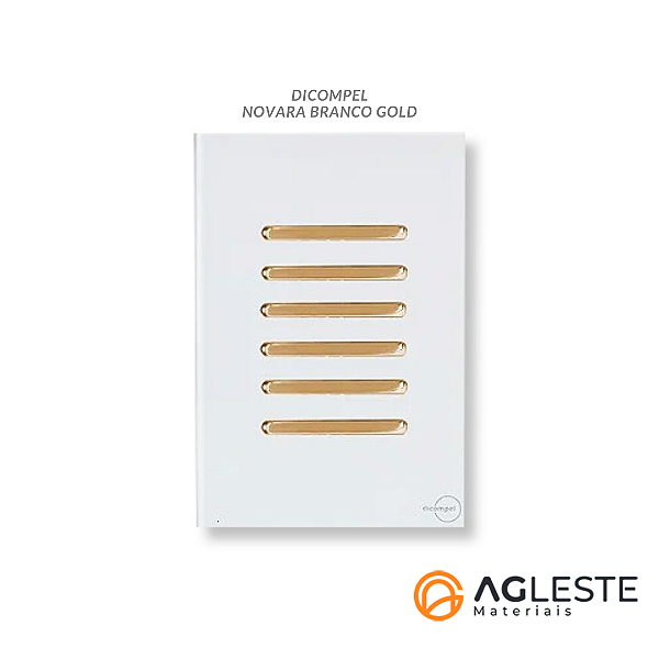 CJ INTERRUPTOR SEXTUPLO 3 SIMPLES + 3 PARALELOS (ESPECIAL) 4X2 - NOVARA GLASS BRANCO GOLD