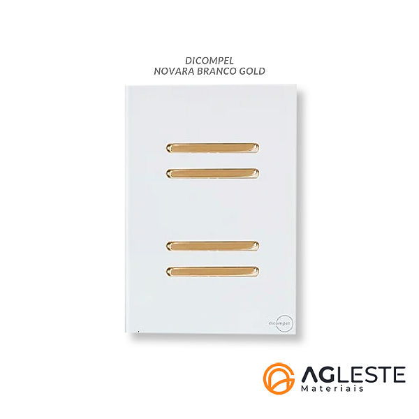 CJ INTERRUPTOR QUADRUPLO 2 SIMPLES+2 PARALELOS (ESPECIAL) 4X2 - NOVARA GLASS BRANCO GOLD