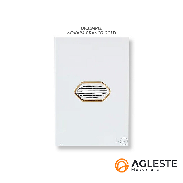 CJ CAMPAINHA CIGARRA BIVOLT (SOM) 4X2 - NOVARA GLASS BRANCO GOLD