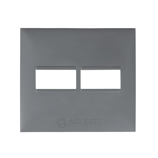 PLACA P/ 2 MODULOS COM SUPORTE  4X4 -  PIAL PLUS + CINZA