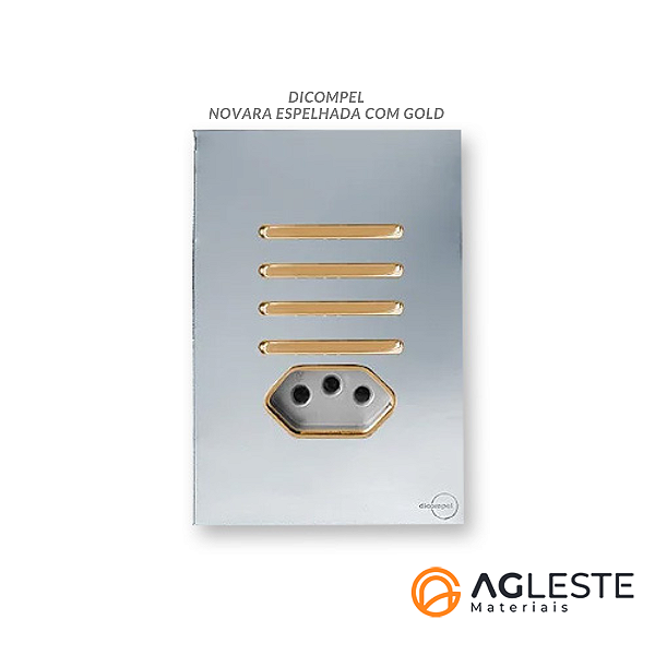 CJ INTERRUPTOR QUADRUPLO 2 SIMPLES + 2 PARALELO + TOMADA 10A(ESPECIA) 4X2 - NOVARA GLASS ESPELHADA GOLD