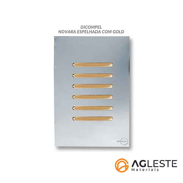 CJ INTERRUPTOR SEXTUPLO 3 PARALELO + 3 SIMPLES (ESPECIAL)4X2 - NOVARA GLASS ESPELHADA GOLD