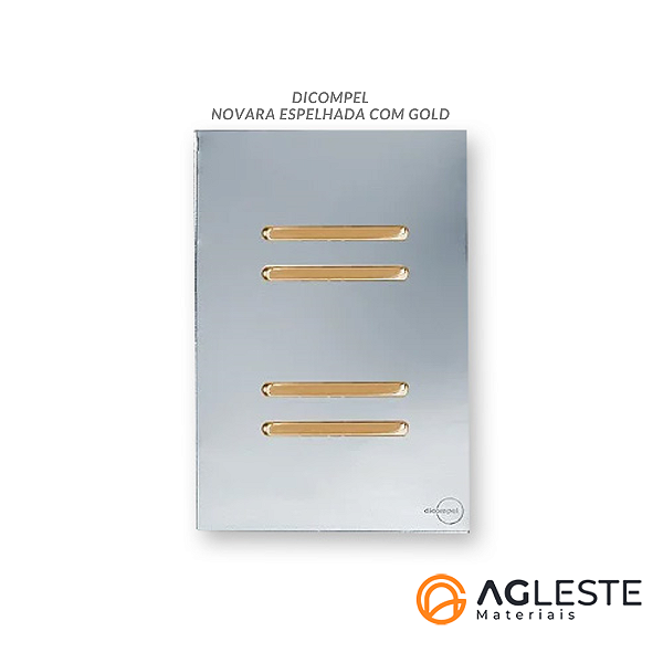 CJ INTERRUPTOR QUADRUPLO 2 SIMPLES + 2 PARALELO (ESPECIAL) 4X2 - NOVARA GLASS ESPELHADA GOLD