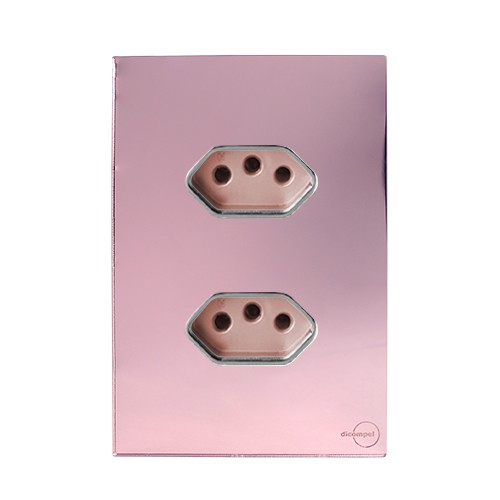 CJ TOMADA DUPLA 10A 4X2 - NOVARA GLASS OURO ROSE / CROMADO
