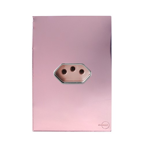 CJ TOMADA 20A HORIZONTAL 4X2 - GLASS OURO ROSE / CROMADO