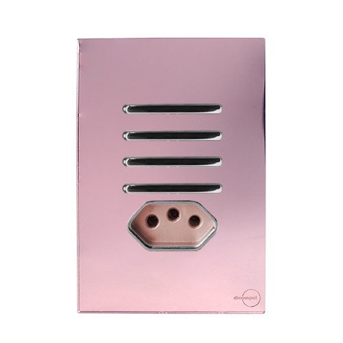 CJ INTERRUPTOR QUADRUPLO PARALELO + TOMADA 10A (ESPECIAL)4X2 - NOVARA GLASS OURO ROSE / CROMADO