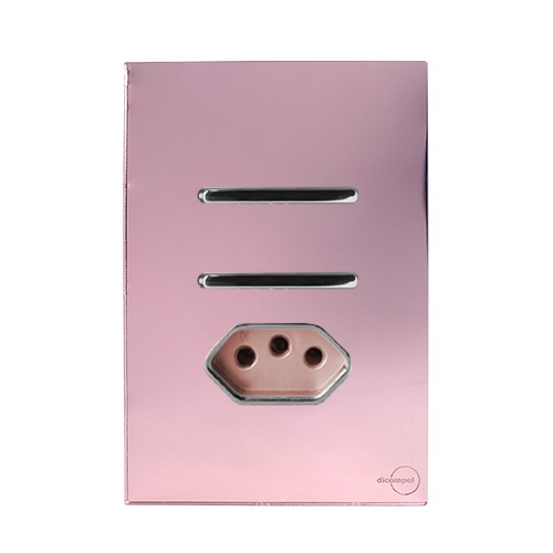 CJ INTERRUPTOR DUPLO PARALELO + TOMADA 10A 4X2 - NOVARA GLASS OURO ROSE /CROMADO