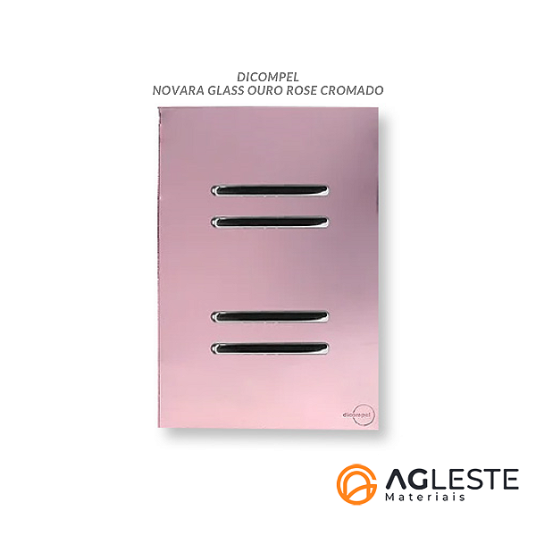CJ INTERRUPTOR QUADRUPLO 2 SIMPLES + 2 PARALELO (ESPECIAL) 4X2 - NOVARA GLASS OURO ROSE/CROMADO