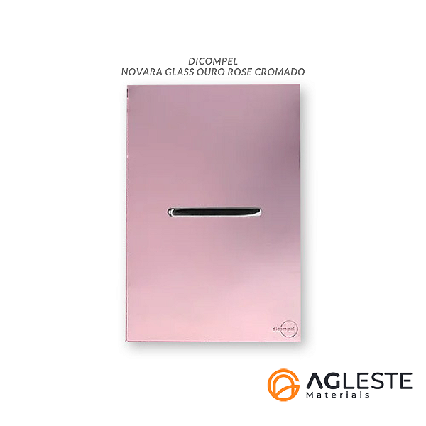 CJ INTERRUPTOR CAMPAINHA HORIZONTAL  4X2 - DICOMPEL NOVARA GLASS OURO ROSE CROMADO