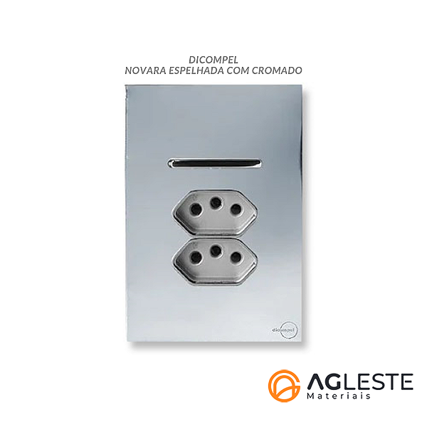 CJ INTERRUPTOR PARALELO + TOMADA DUPLA 10A 4X2 - NOVARA GLASS ESPELHADA CROMADO
