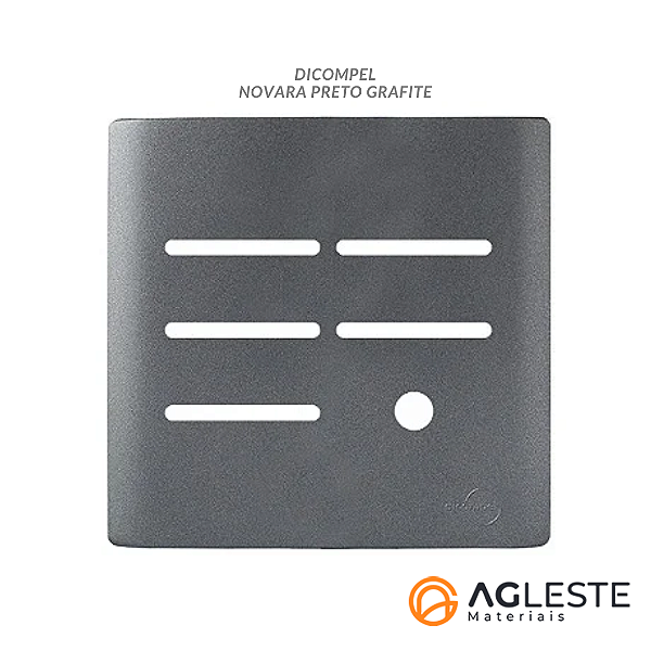 PLACA P/ 5 INTERRUPTORES + FURO C/ SUPORTE 4X2 - NOVARA PRETO GRAFITE