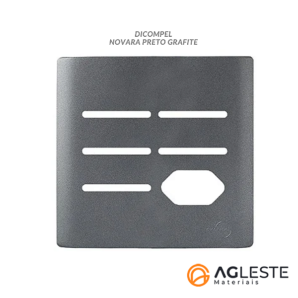 PLACA P/ 5 TECLAS + TOMADA 4X4 - NOVARA PRETO GRAFITE