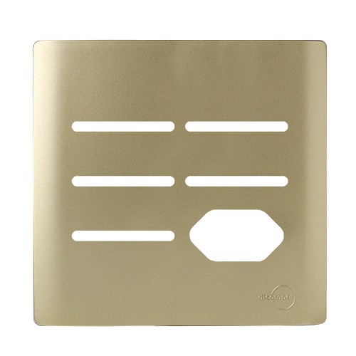 PLACA P/ 5 INTERRUPTORES + TOMADA COM SUPORTE 4X4 - NOVARA DOURADO