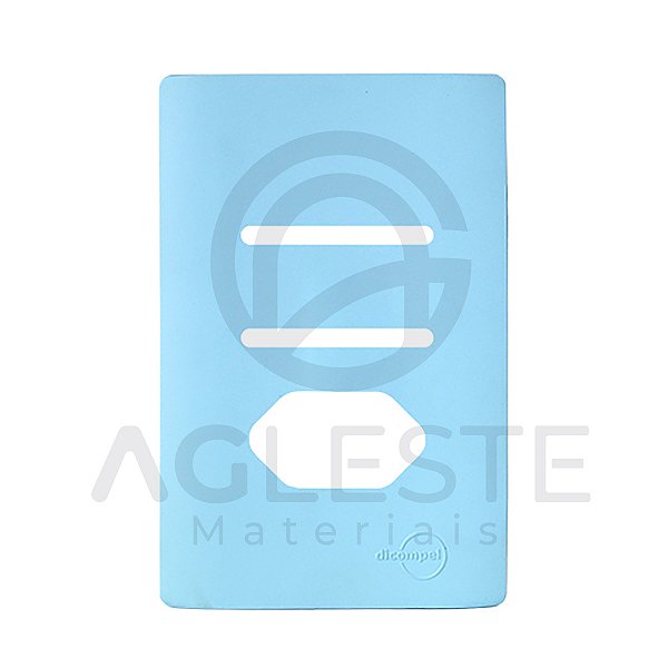 PLACA P/ 2 INTERRUPTORES + TOMADA  4X4 - NOVARA AZUL CELESTE