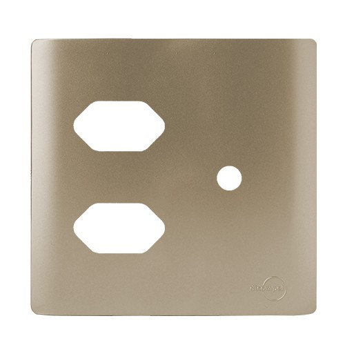 PLACA P/ 2 TOMADAS + FURO COM SUPORTE 4X4 - NOVARA CHAMPANHE