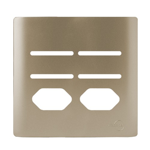 PLACA P/ 4 INTERRUPTORES+ 2 TOMADAS COM SUPORTE 4X4-NOVARA CHAMPANHE