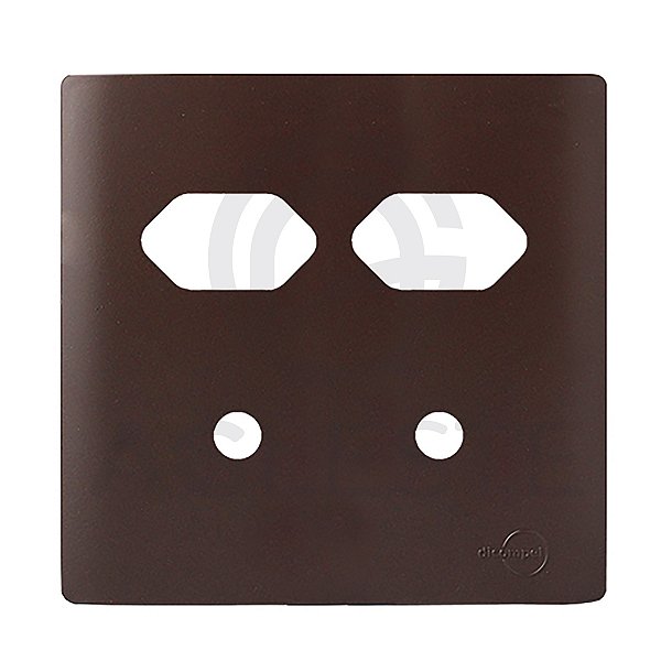 PLACA P/ 2 TOMADA + 2 FUROS COM SUPORTE 4X4-NOVARA MARROM .F