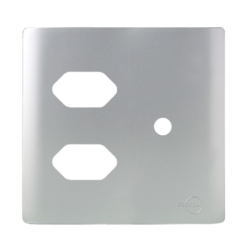 PLACA P/ 2 TOMADAS + FURO COM SUPORTE 4X4 - NOVARA PRATA