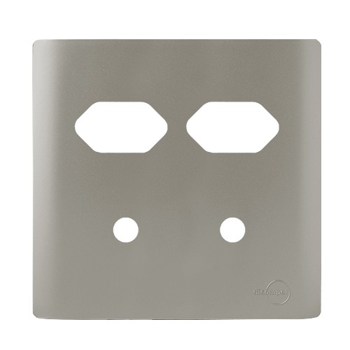 PLACA P/ 2 TOMADAS + 2 FUROS  C/ SUPORTE 4X4 - NOVARA AÇO