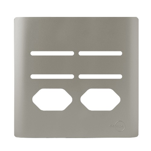 PLACA P/ 4 INTERRUPTORES + 2 TOMADAS C/ SUPORTE 4X4 - NOVARA AÇO
