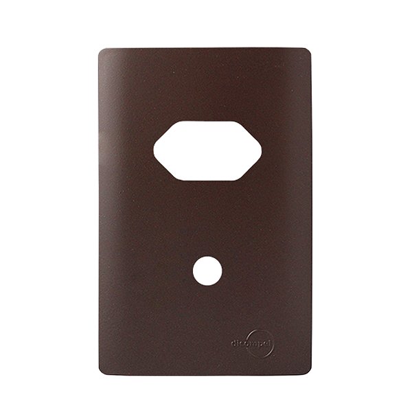 PLACA P/ 1 TOMADA + FURO COM SUPORTE 4X2 - NOVARA MARROM. F