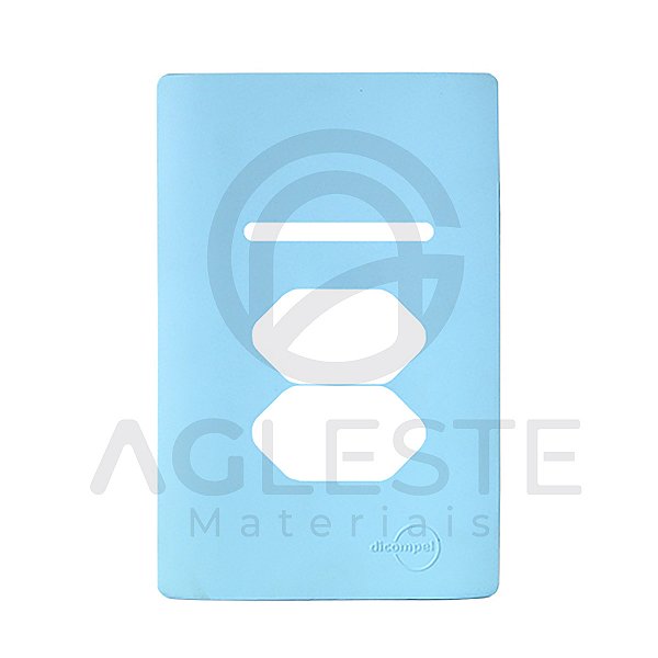 PLACA P/ 1 TECLA + 2 TOMADAS  4X2 - NOVARA AZUL CELESTE