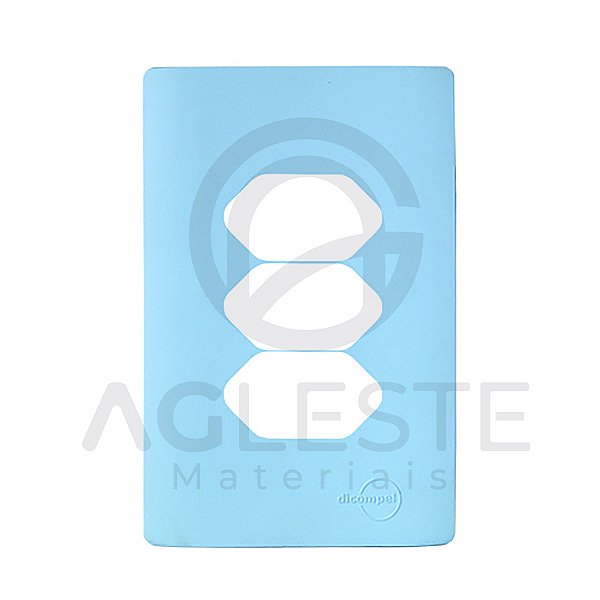 PLACA P/ 3 TOMADAS  4X2 - DICOMPEL NOVARA AZUL CELESTE