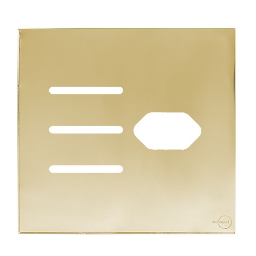 PLACA P/ 3 INTERRUPTORES + TOMADA C/ SUPORTE 4X4 - NOVARA GLASS DOURADO