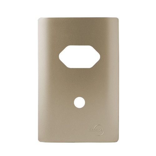 PLACA P/ 1 TOMADA + FURO COM SUPORTE 4X2 - NOVARA CHAMPANHE