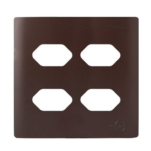 PLACA P/ 4 TOMADAS COM SUPORTE 4X4 - NOVARA MARROM FOSCO