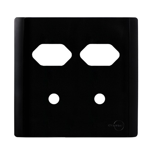 PLACA P/ 2 TOMADAS + 2 FUROS  4X4 - NOVARA PRETO BRILHANTE