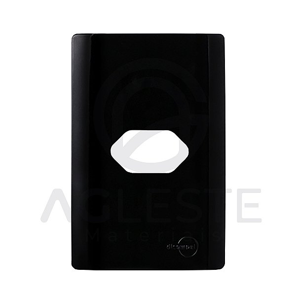 PLACA P/ 1 CAMPAINHA HORIZONTAL  COM SUPORTE (DESENHADA) 4X2 - DICOMPEL NOVARA PRETO BRILHANTE - DNV1700/124PB