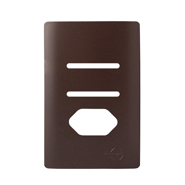 PLACA P/ 2 INTERRUPTORES + TOMADA COM SUPORTE 4X4 - DICOMPEL