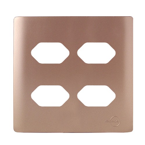 PLACA P/ 4 TOMADAS C/ SUPORTE 4X4 - NOVARA OURO ROSE