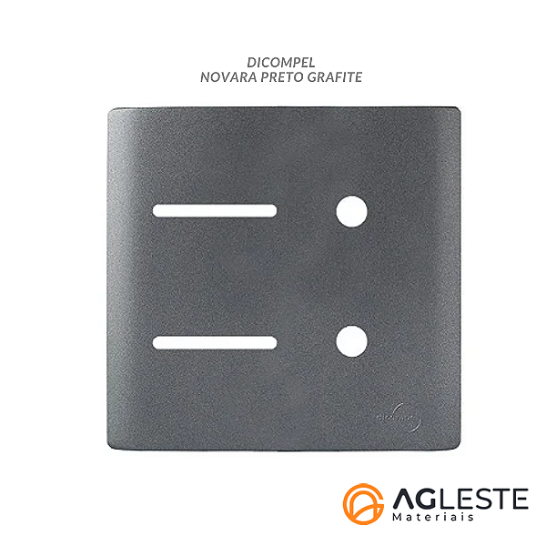 PLACA P/ 2 INTERRUPTORES + 2 FUROS C/ SUPORTE 4X4 - NOVARA PRETO GRAFITE