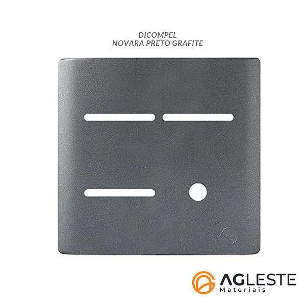 PLACA P/ 3 INTERRUPTORES + FURO C/ SUPORTE 4X4- NOVARA PRETO GRAFITE