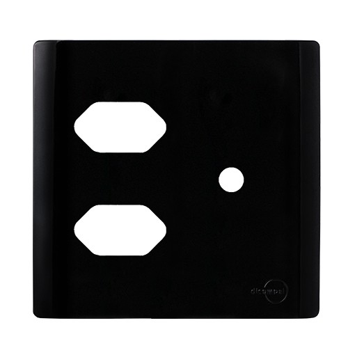 PLACA P/ 2 TOMADAS + 1 FURO 4X4 - NOVARA PRETO BRILHANTE