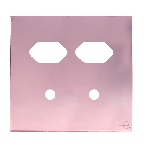 PLACA P/ 2 TOMADAS + 2 FUROS C/ SUPORTE4X4 - NOVARA GLASS OURO ROSE