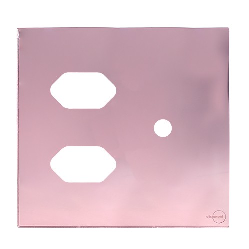 PLACA P/ 2 TOMADAS + FURO C/SUPORTE 4X4 - NOVARA GLASS OURO ROSE