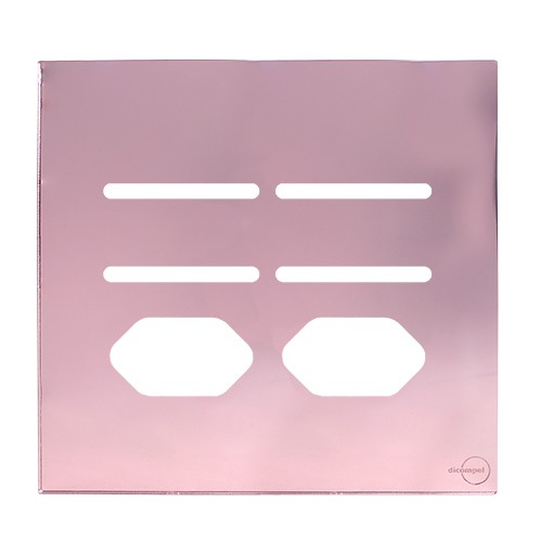 PLACA P/ 4 INTERRUPTORES + TOMADA COM SUPORTE 4X4 - DICOMPEL NOVARA GLASS OURO ROSE