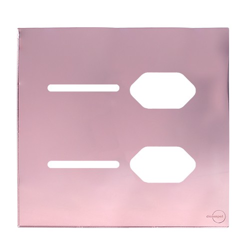 PLACA P/ 2 INTERRUPTORES +TOMADA DUPLA C/SUPORTE 4X4 - NOVARA GLASS OURO ROSE