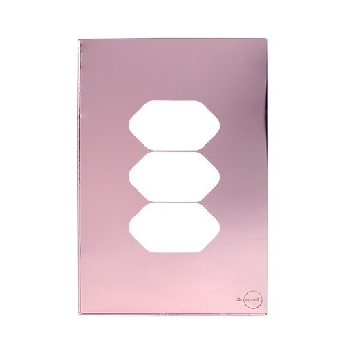 PLACA P/ 3 TOMADAS COM SUPORTE 4X2 - NOVARA GLASS OURO ROSE