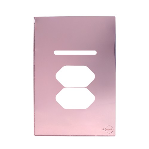 PLACA P/1 INTERRUPTOR + TOMADA DUPLA C/ SUPORTE 4X2 - NOVARA GLASS OURO ROSE