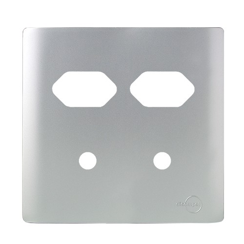 PLACA P/ 2 TOMADAS + 2 FUROS COM SUPORTE 4X4 - NOVARA PRATA