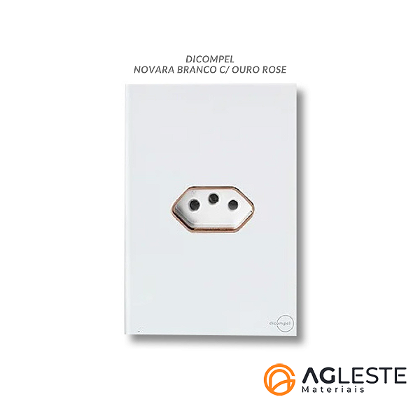 CJ TOMADA 20A HORIZONTAL 4X2 - NOVARA GLASS BRANCO / OURO ROSE