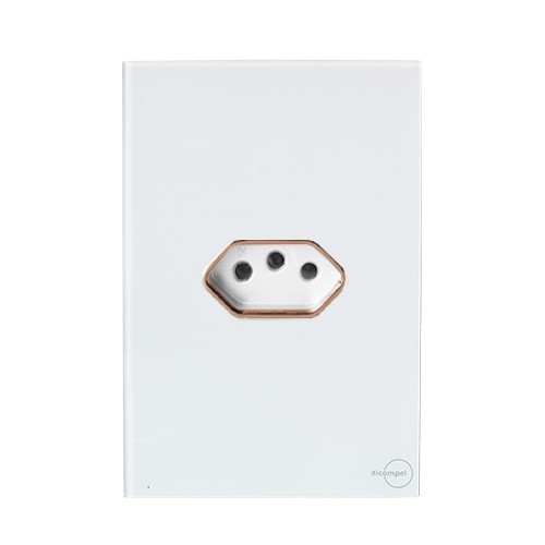 CJ TOMADA 10A HORIZONTAL COM SUPORTE 4X2 - NOVARA GLASS BRANCO / ROSE